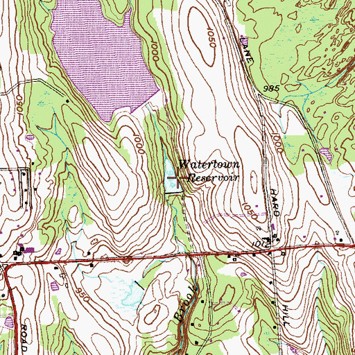Topographic Map of Watertown Reservoir, CT