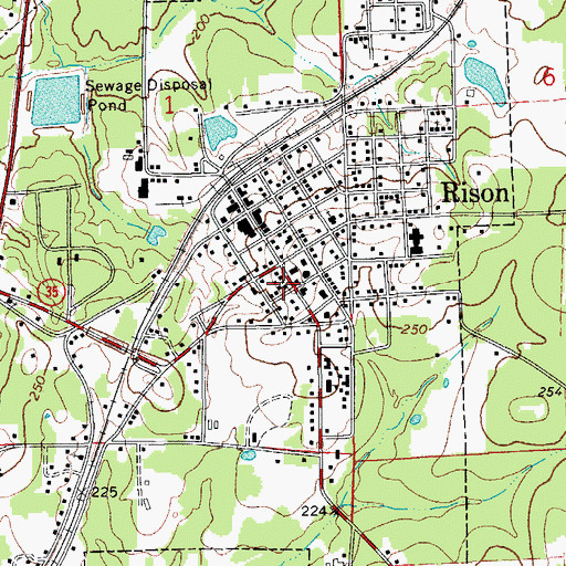 Topographic Map of Rison Police Department, AR