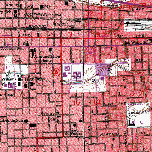 Topographic Map of Pine Bluff Police Department, AR