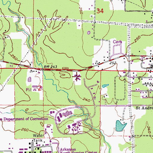 Topographic Map of Arkansas State Police Troop E, AR