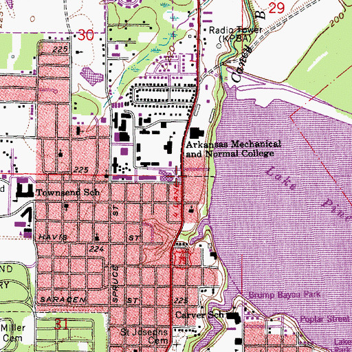Topographic Map of University of Arkansas / Pine Bluff Department of Public Safety, AR