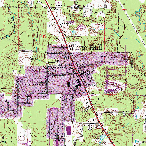 Topographic Map of White Hall Police Department, AR