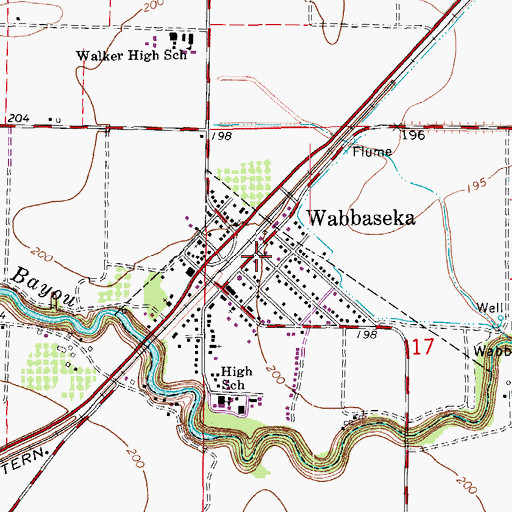 Topographic Map of Wabbaseka Police Department, AR