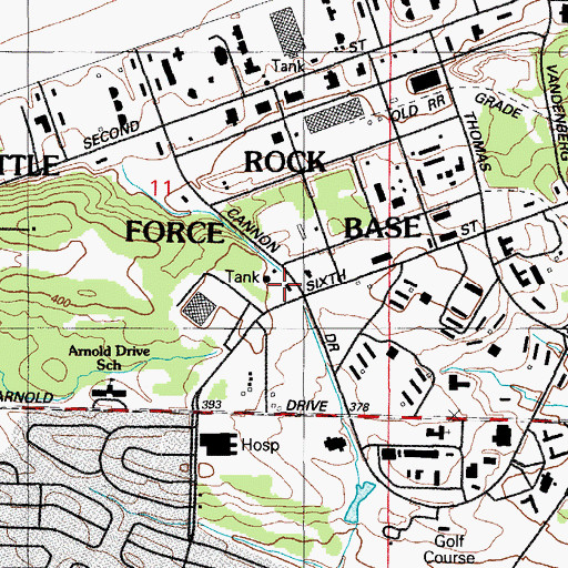 Topographic Map of Little Rock Air Force Base - Military Police, AR