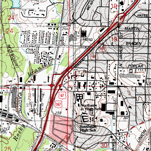 Topographic Map of Jacksonville Police Department, AR