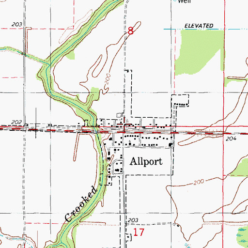 Topographic Map of Allport Police Department, AR