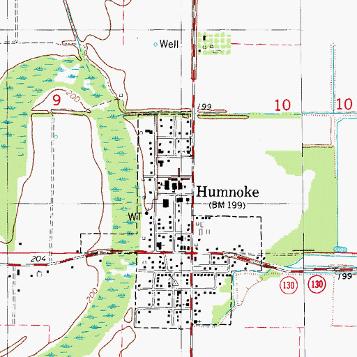 Topographic Map of Humnoke Police Department, AR