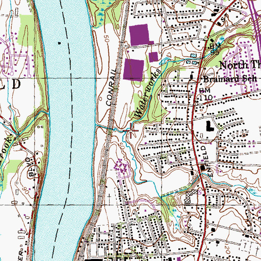 Topographic Map of Waterworks Brook, CT