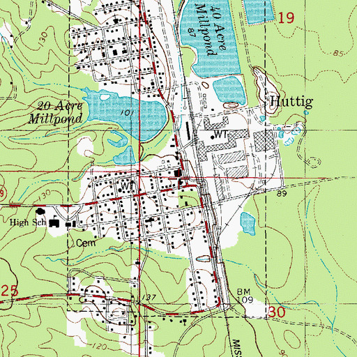 Topographic Map of Huttig Police Department, AR