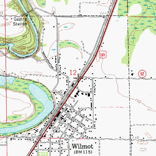 Topographic Map of Wilmot Police Department, AR