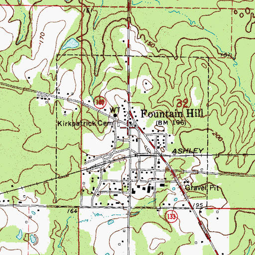 Topographic Map of Fountain Hill Police Department, AR