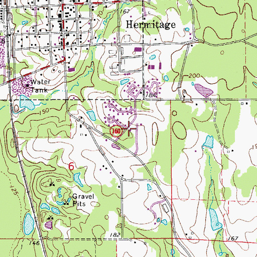 Topographic Map of Hermitage Police Department, AR