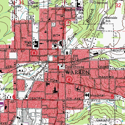 Topographic Map of Bradley County Sheriff's Office, AR