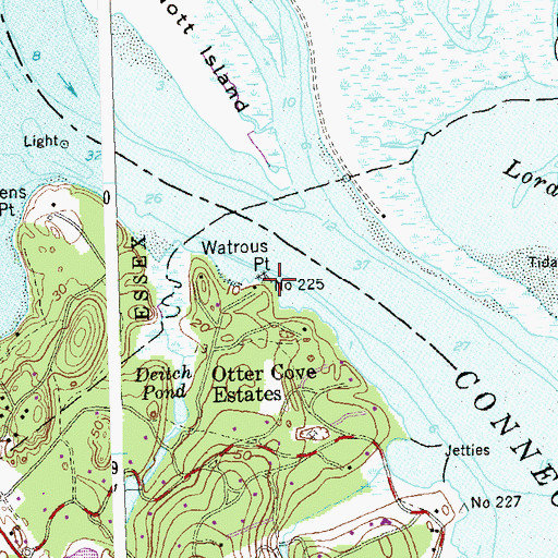 Topographic Map of Watrous Point, CT