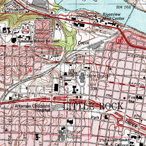 Topographic Map of Arkansas Parks and Tourism Park Security, AR