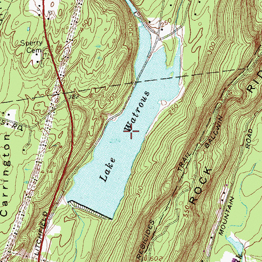 Topographic Map of Lake Watrous, CT