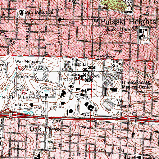 Topographic Map of Arkansas State Hospital Department of Public Safety, AR
