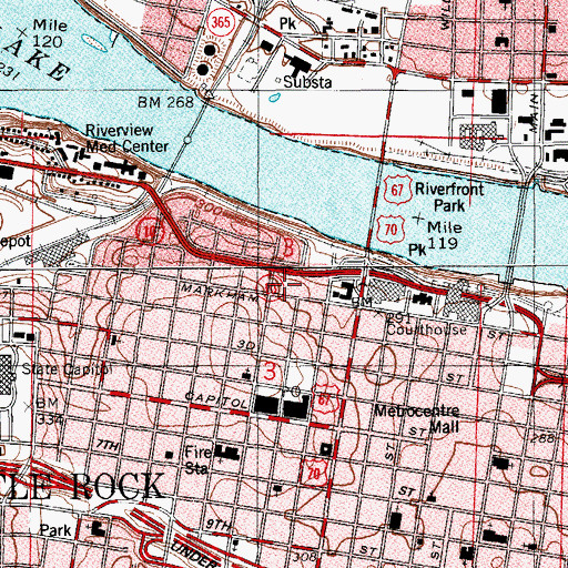 Topographic Map of Little Rock Police Department, AR