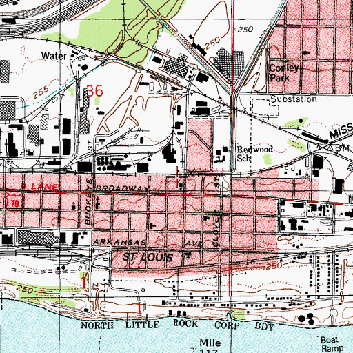 Topographic Map of North Little Rock Police Department Hemlock Courts Office, AR