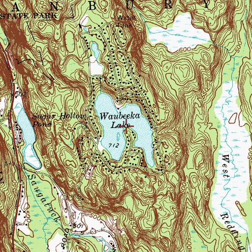 Topographic Map of Waubeeka Lake, CT