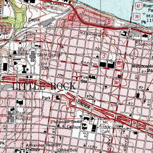 Topographic Map of Fire Marshal Service, AR