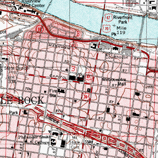 Topographic Map of United States Marshal Service - Little Rock, AR