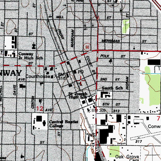 Topographic Map of Conway Drug Task Force, AR