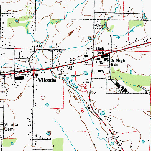 Topographic Map of Vilonia Police Department, AR