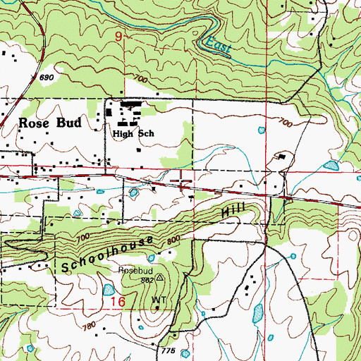 Topographic Map of Rosebud Police Department, AR