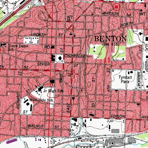Topographic Map of Benton Police Department, AR