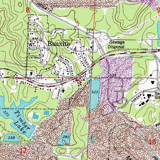 Topographic Map of Bauxite Police Department, AR