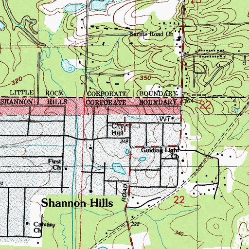 Topographic Map of Shannon Hills Police Department, AR