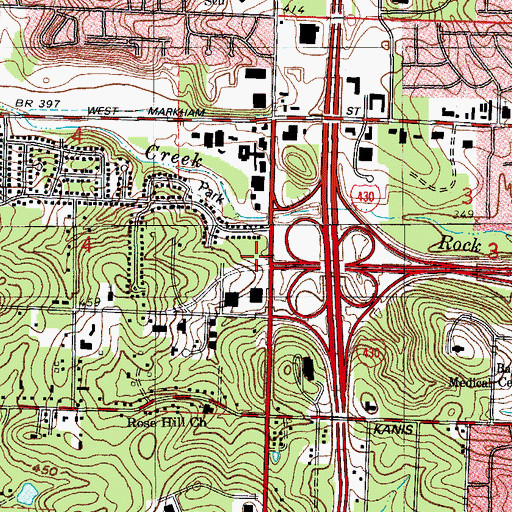 Topographic Map of Department of Homeland Security United States Immigration and Customs Enforcement Little Rock, AR