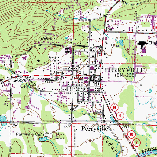 Topographic Map of Perry County Sheriff's Office, AR