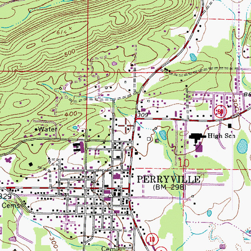 Topographic Map of Perryville Police Department, AR