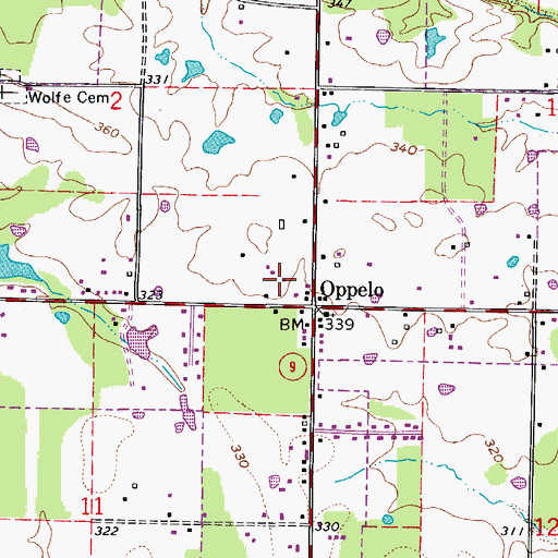 Topographic Map of Oppelo Police Department, AR