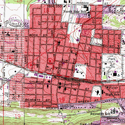 Topographic Map of Morrilton Police Department, AR