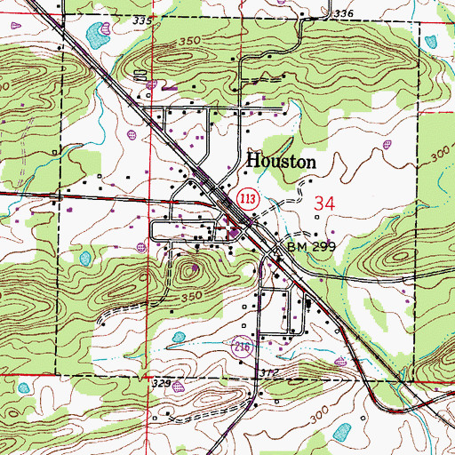 Topographic Map of Houston City Police, AR