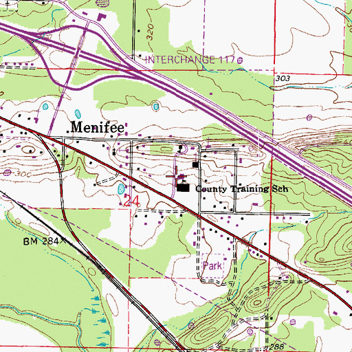 Topographic Map of Menifee Police Department, AR