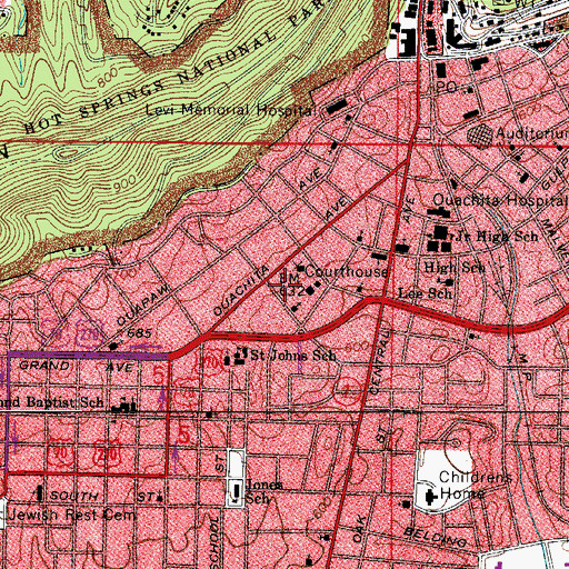 Topographic Map of Garland County Sheriff's Office, AR