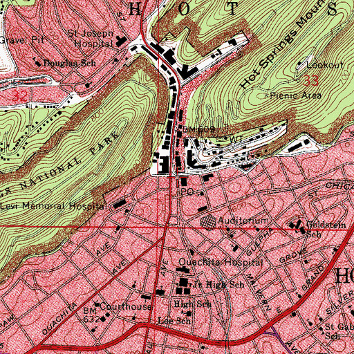 Topographic Map of United States Forest Service - Ouachita National Forest (Park Security), AR
