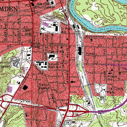 Topographic Map of Camden Police Department Substation, AR