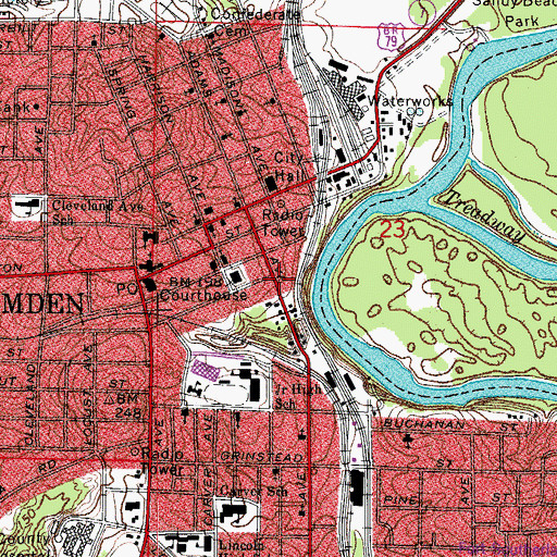 Topographic Map of 13th Judicial District Drug Task Force, AR