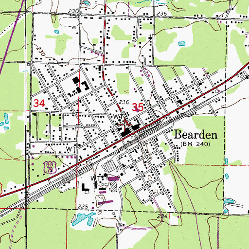 Topographic Map of Bearden Police Department, AR