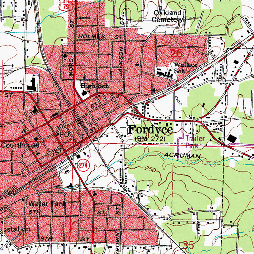 Topographic Map of Dallas County Sheriff's Office, AR