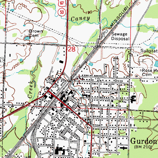 Topographic Map of Gurdon Police Department, AR
