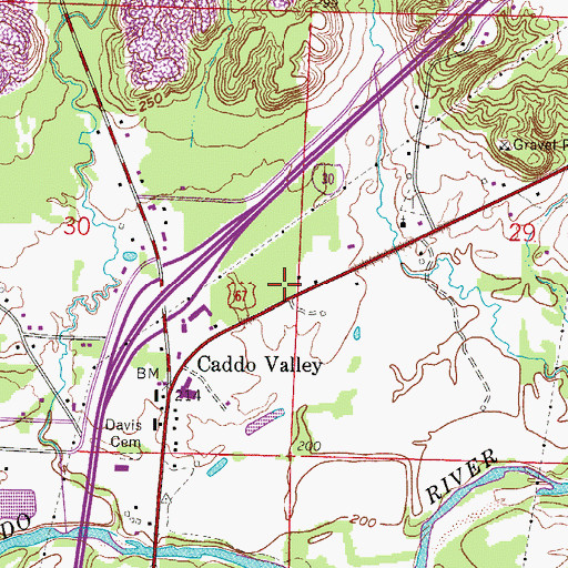 Topographic Map of Caddo Valley Police Department, AR