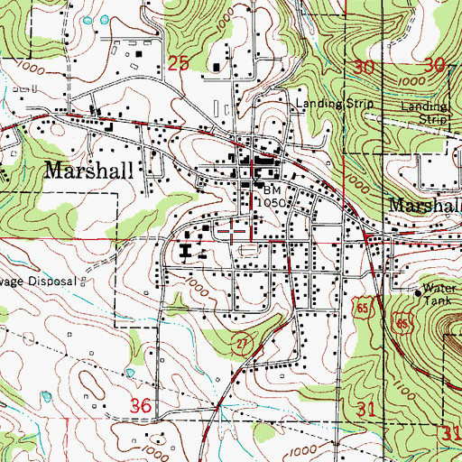 Topographic Map of Marshall Police Department, AR