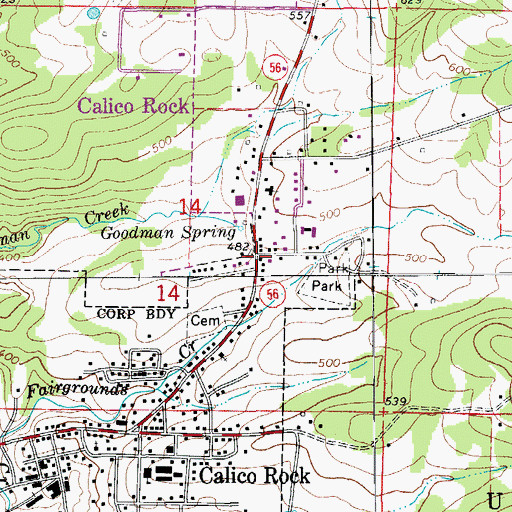Topographic Map of Arkansas Game and Fish Commission Law Enforcement North Central Regional Office, AR