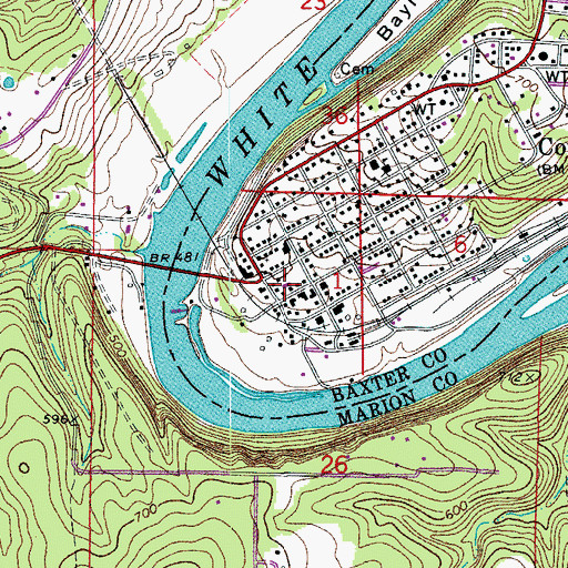 Topographic Map of Cotter Police Department, AR